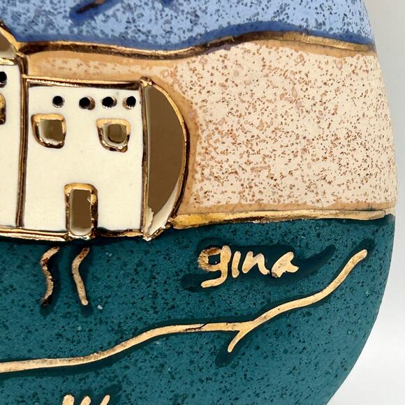 Vintage GINA Handcrafted 24k Gold Native American MESA Southwestern Pottery Vase - Picture 5 of 10